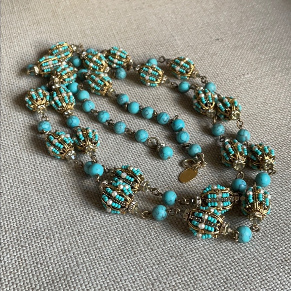 Vintage Erickson Beamon Beaded Turquoise Necklace - Picture 6 of 10